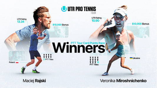 Graphic showcasing winners of the 2025 UTR PTT Tour Card Points Race