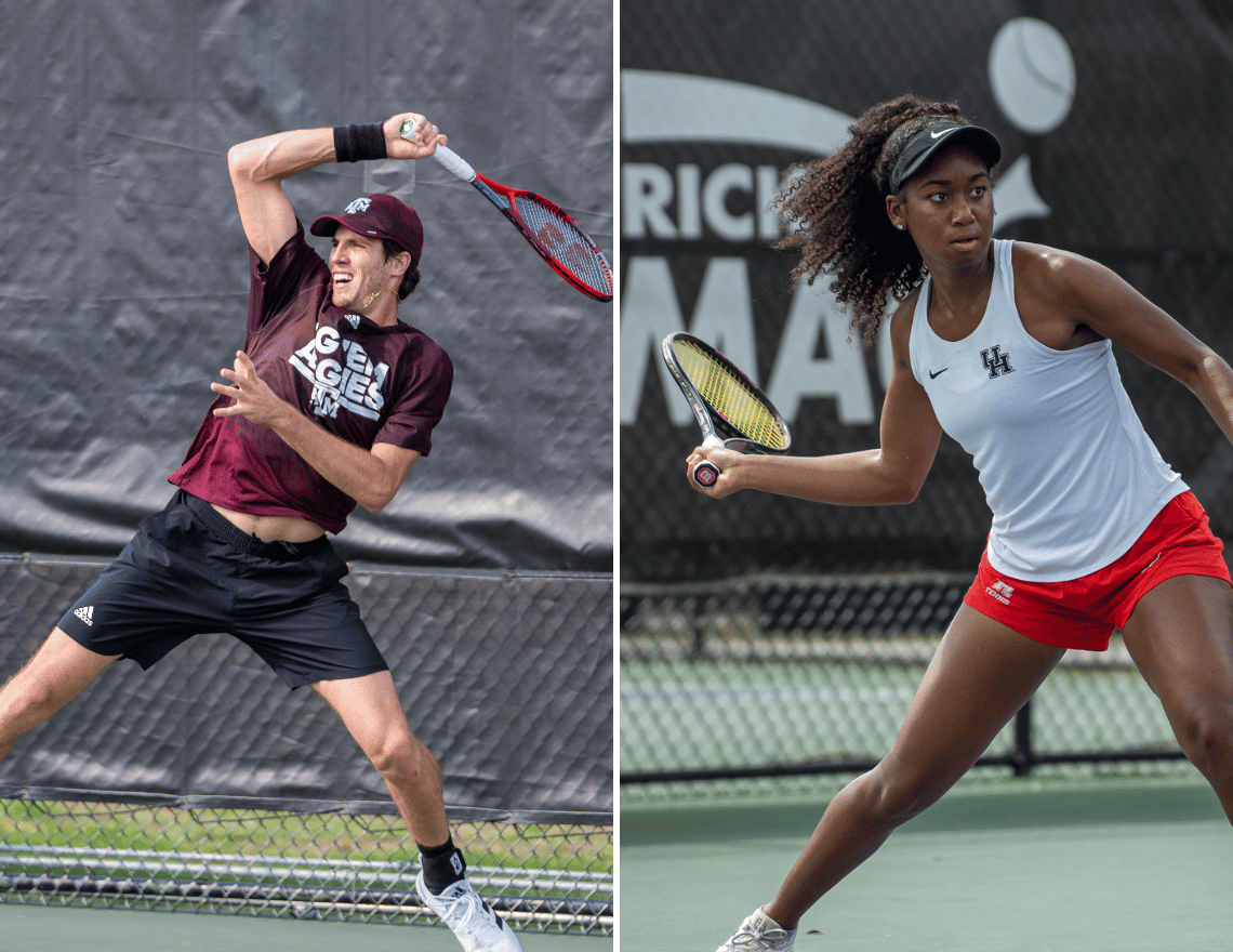 college tennis players on the court