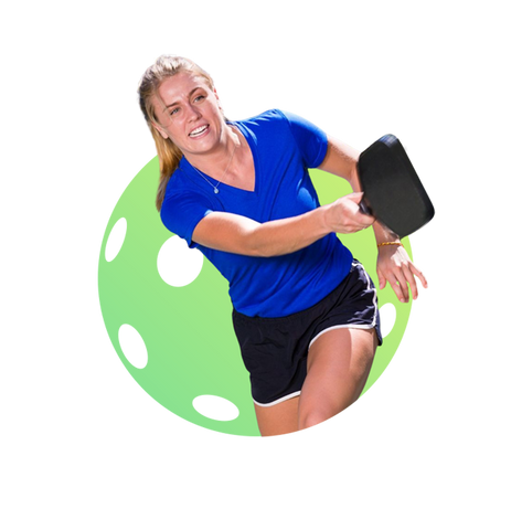 Woman playing pickleball during UTR Sports pickleball event
