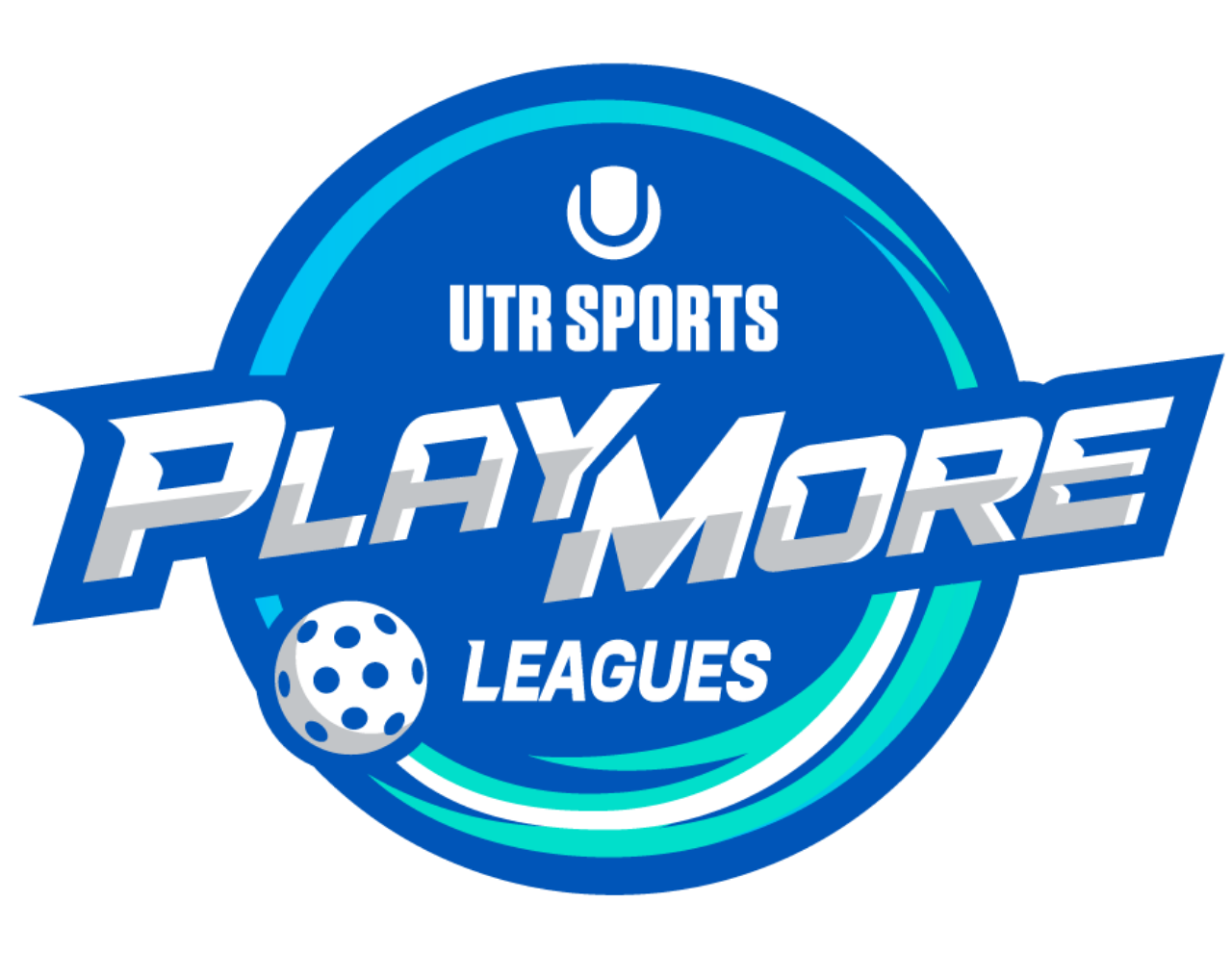 UTR Sports PlayMore Leagues logo with blue and white design